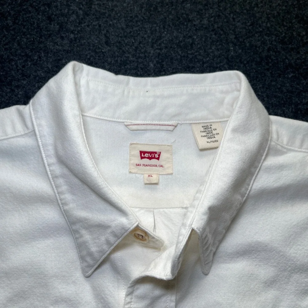 Levi's Button Down Shirt Mens XL White Good Japanese Selvedge Long Sleeve